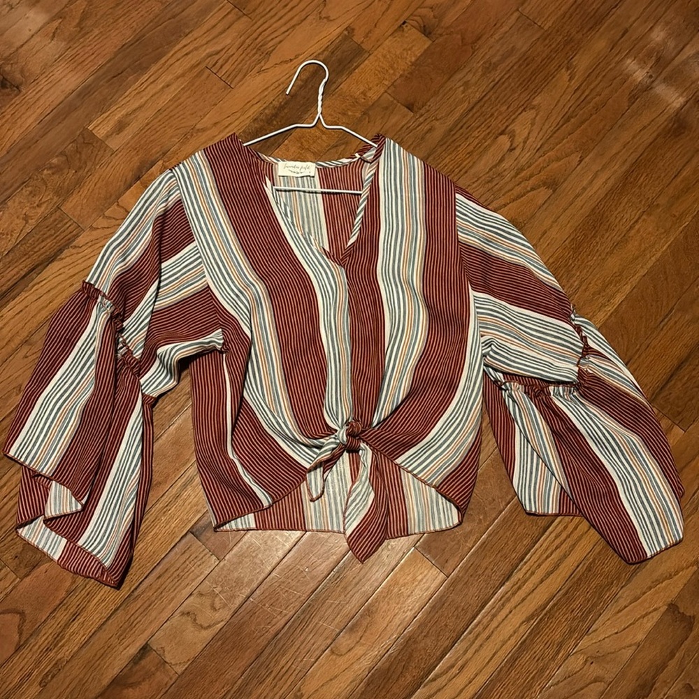 Lavender field burgundy, striped top